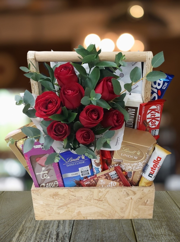 Cesta com chocolate